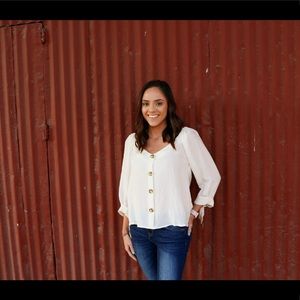 Hayden Buttonfront Cream Blouse